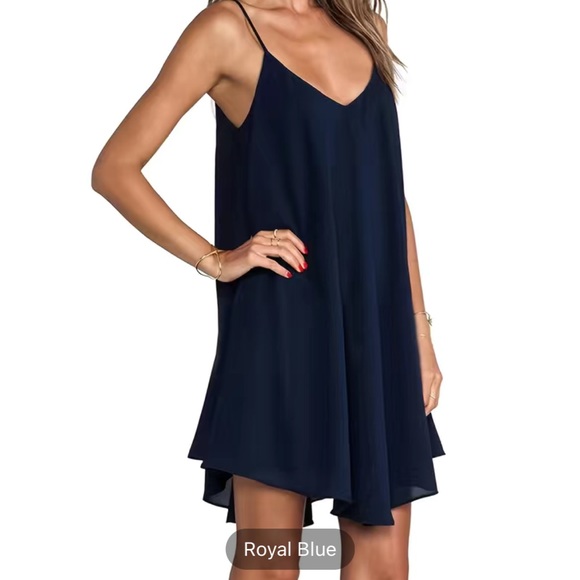 Sexy Deep V Cami Dress,Sleeveless Solid Backless Summer Dress - Picture 4 of 4